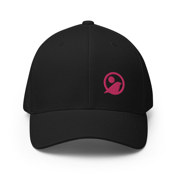 Pink Morning Crew Co Black Flexfit Structured Cap
