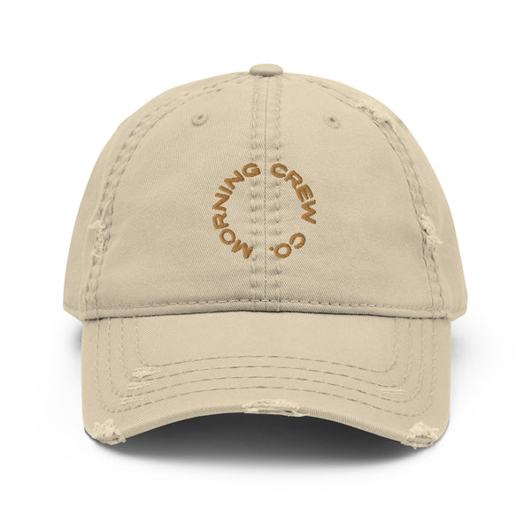 Embroidered Khaki Distressed Dad Hat
