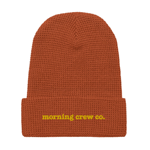 Embroidered Rust Waffle Beanie